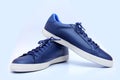 Blue and White Unisex Shoes - Sneakers. Royalty Free Stock Photo