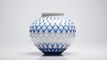 White Vase With Blue Geometric Line Design - Vibrant Net Art Royalty Free Stock Photo