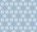 Blue and white vector geometric seamless pattern with hexagonal grid, thin lines Royalty Free Stock Photo