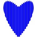 Blue and white vector graphic of a circle cut into segments and moved to form a pattern of a heart Royalty Free Stock Photo