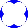 Blue and white vector graphic of a circle four large overlapping circles