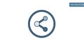 Blue and white vector illustration of a share icon inside a circle Royalty Free Stock Photo