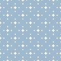 Blue and white vector seamless pattern with small diamonds, stars, rhombuses Royalty Free Stock Photo