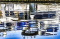 Blue White Water Reflection Abstract Gig Harbor Washington State Royalty Free Stock Photo