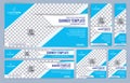 Blue and White Web banners templates, standard sizes with space for photo Royalty Free Stock Photo