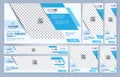 Blue and White Web banners templates, standard sizes with space for photo Royalty Free Stock Photo