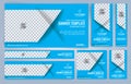 Blue and White Web banners templates, standard sizes with space for photo Royalty Free Stock Photo