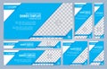 Blue and White Web banners templates, standard sizes with space for photo Royalty Free Stock Photo