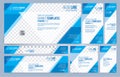 Blue and White Web banners templates, standard sizes with space for photo Royalty Free Stock Photo