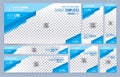 Blue and White Web banners templates, standard sizes with space for photo Royalty Free Stock Photo