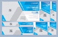 Blue and White Web banners templates, standard sizes with space for photo Royalty Free Stock Photo