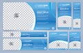 Blue and White Web banners templates, standard sizes with space for photo Royalty Free Stock Photo
