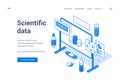 Blue and white website design about scientific data