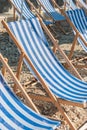 Colorful Blue Sunbeds in Gozo Royalty Free Stock Photo