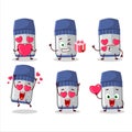 Blue whiteboard marker cartoon character with love cute emoticon Royalty Free Stock Photo