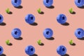 Blue whole blueberry pattern on colorful background Royalty Free Stock Photo