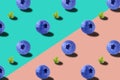 Blue whole blueberry pattern on colorful background Royalty Free Stock Photo