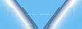 Blue wide 3D geometric abstract background. Light blue abstract modern technology banner design. Royalty Free Stock Photo