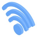 Blue wifi icon, isometric style