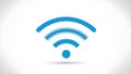 A blue WiFi symbol on a white background representing wireless internet connectivity Royalty Free Stock Photo