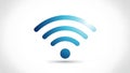 A blue WiFi symbol on a white background representing wireless internet connectivity Royalty Free Stock Photo