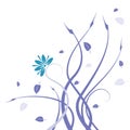 Blue wild flower and vines pattern Royalty Free Stock Photo