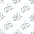 Blue wildflower hand drawn aquarelle seamless pattern