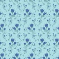 Blue wildflowers with leaves seamless pattern. Floral endless background. Flower loop tiled ornament Summer botanic repeat cover. Royalty Free Stock Photo