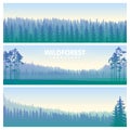 The blue wildforest landscape set Royalty Free Stock Photo