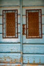 Blue window door of the house Royalty Free Stock Photo