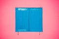 Blue window on pink wall Royalty Free Stock Photo