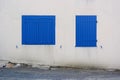 Blue window shutters