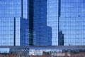 Blue windows of Boston downtown skyscrapers. Royalty Free Stock Photo