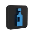 Blue Wine bottle icon isolated on transparent background. Black square button. Royalty Free Stock Photo