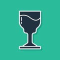 Blue Wine glass icon isolated on green background. Wineglass icon. Goblet symbol. Glassware sign. Happy Easter. Vector Royalty Free Stock Photo