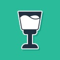 Blue Wine glass icon isolated on green background. Wineglass sign. Vector Royalty Free Stock Photo