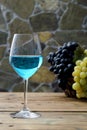 Blue Wine Glass Rustic Background Royalty Free Stock Photo