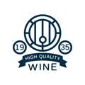 Blue wine label, high quality product vintage logo, design element for menu, winery logo package, winery branding and