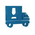 Blue Wine truck icon isolated on transparent background. Fast delivery.