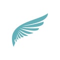 Blue wing icon, flat style
