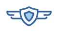 Blue Winged Security Shield Vector Icon, vector design Generative AI Royalty Free Stock Photo