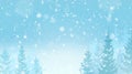 Blue winter background. Snowfall in the forest. Deep snow. Snowflakes whirl in the cold air. Snow-covered pine trees and a Royalty Free Stock Photo