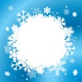 Blue winter vector background with white snowflakes Royalty Free Stock Photo