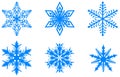 Blue winter christmas set snowflakes isolated on white background Royalty Free Stock Photo