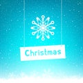 Blue winter Christmas text snowflake