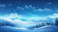 Blue winter fairytale christmas snowy landscape.