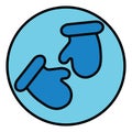 Blue Winter gloves, icon Royalty Free Stock Photo