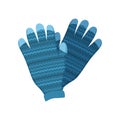 Blue winter gloves with touchscreen finger function, striped