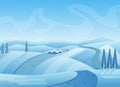 Blue winter landscape vector illustration Royalty Free Stock Photo