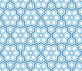 Blue winter pattern hexagonal snowflakes Royalty Free Stock Photo